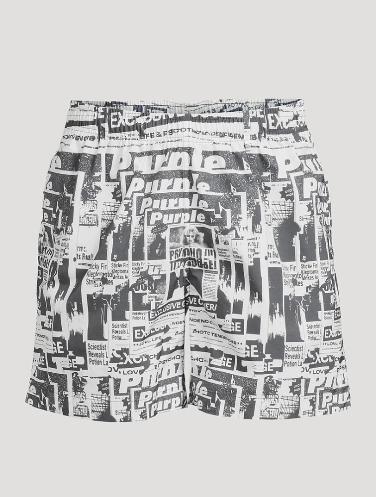 Tabloid Print Swim Shorts