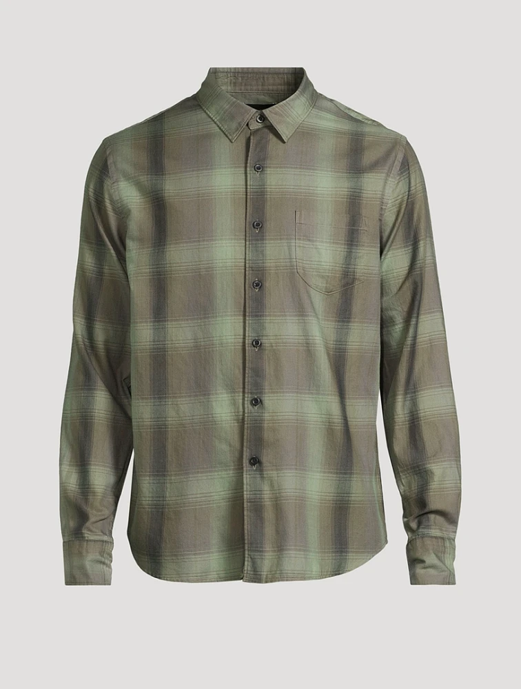 Sandalwood Plaid Cotton Button-Front Shirt