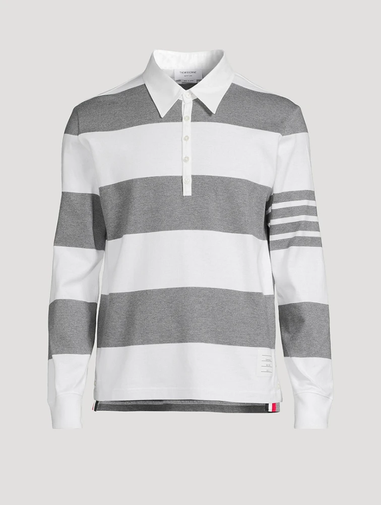 4-Bar Striped Rugby Polo Shirt