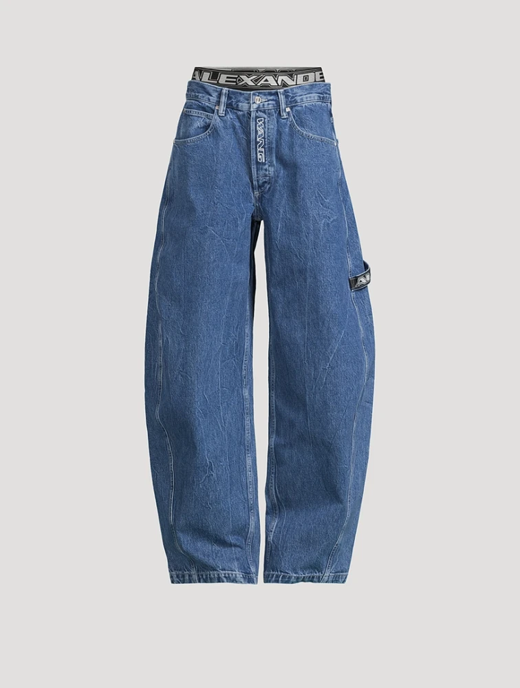 Layered Barrel-Leg Jeans