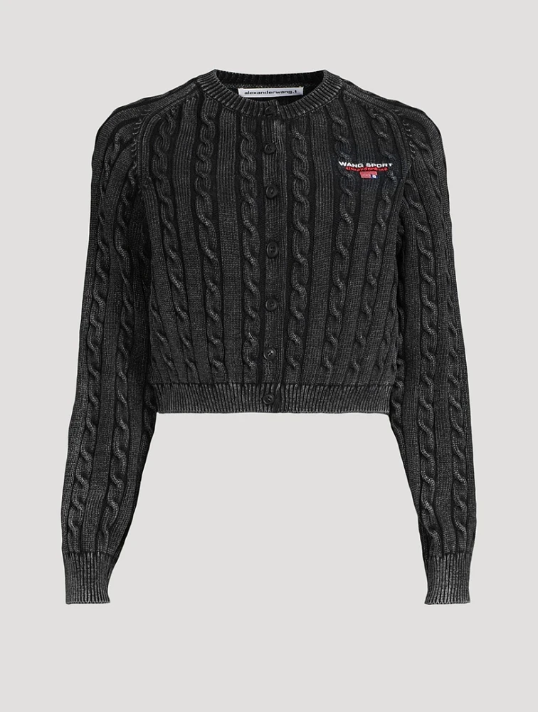 Cropped Cable-Knit Cardigan