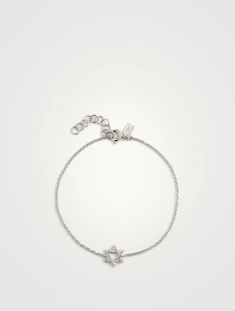 14K Gold Star Of David Bracelet With Diamonds