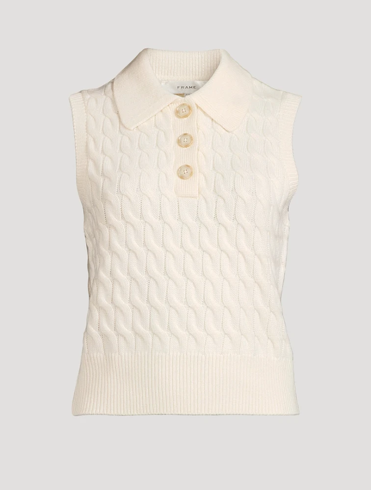 Cable-Knit Polo Vest