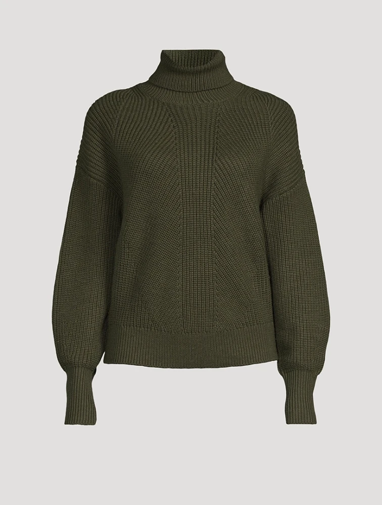 Ribbed Merino Wool Turtleneck