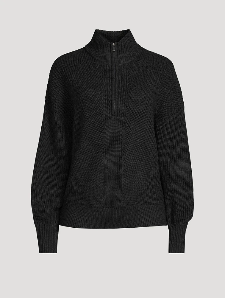 Ribbed Merino Wool Half-Zip Sweater