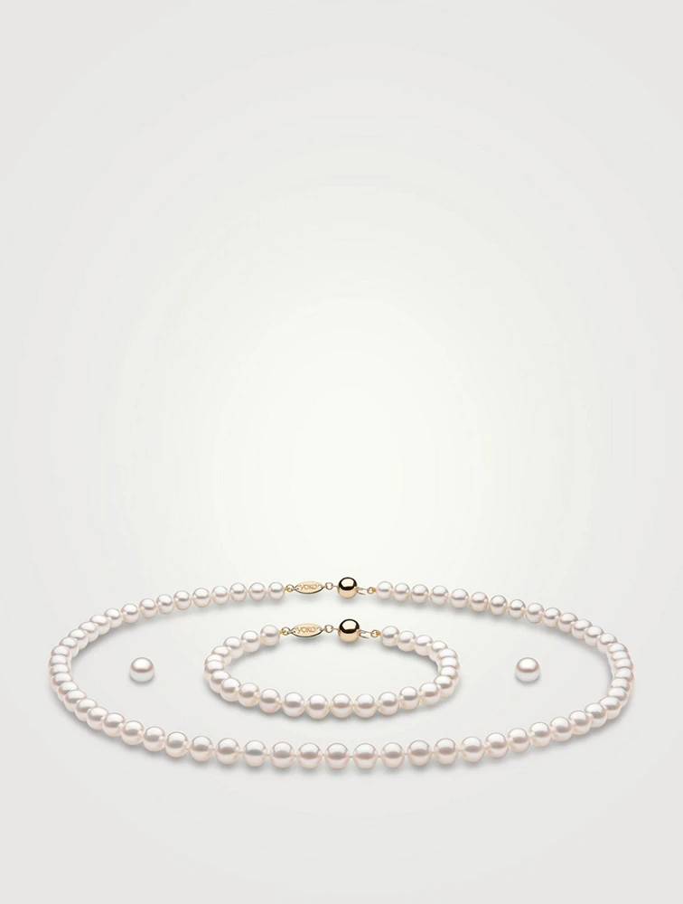 Three-Piece 18K Gold Pearl Jewellery Set