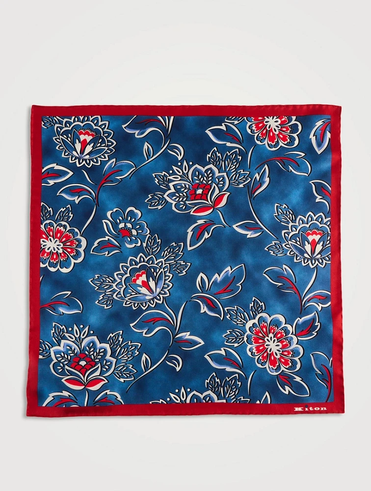 Floral Patterned Silk Pocket Square