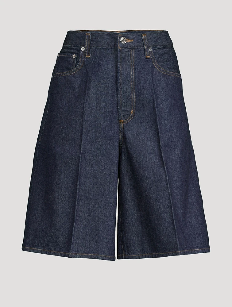Nolan Wide-Leg Denim Shorts