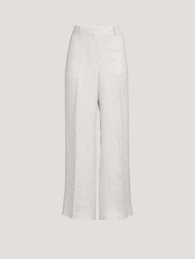 Straight-Leg Trousers Houndstooth Print