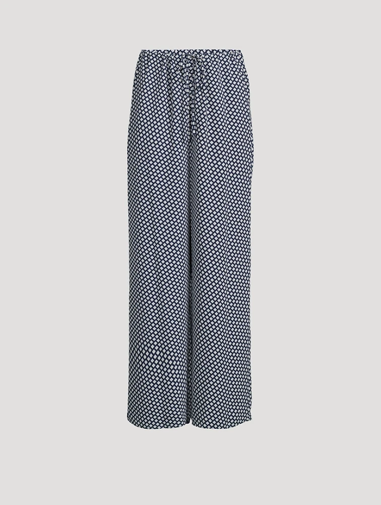 Wide-Leg Trousers Geo Block Print