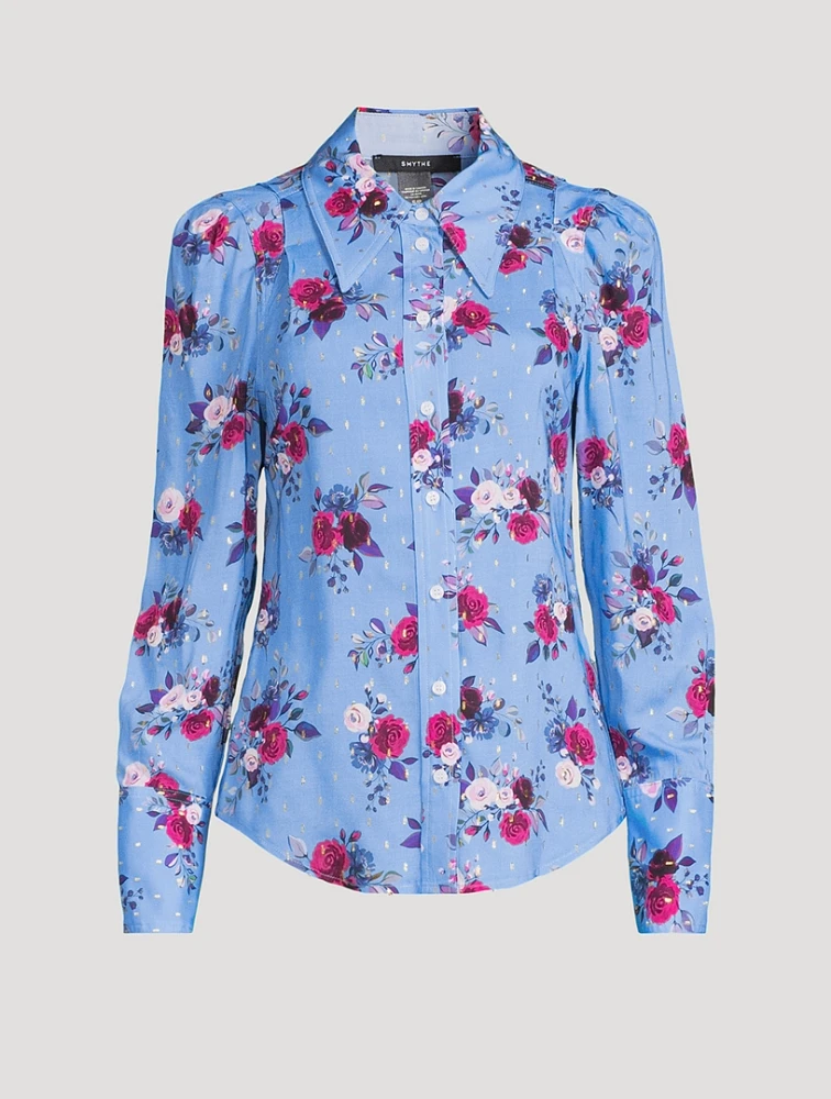 Box-Pleat Shirt Floral Print