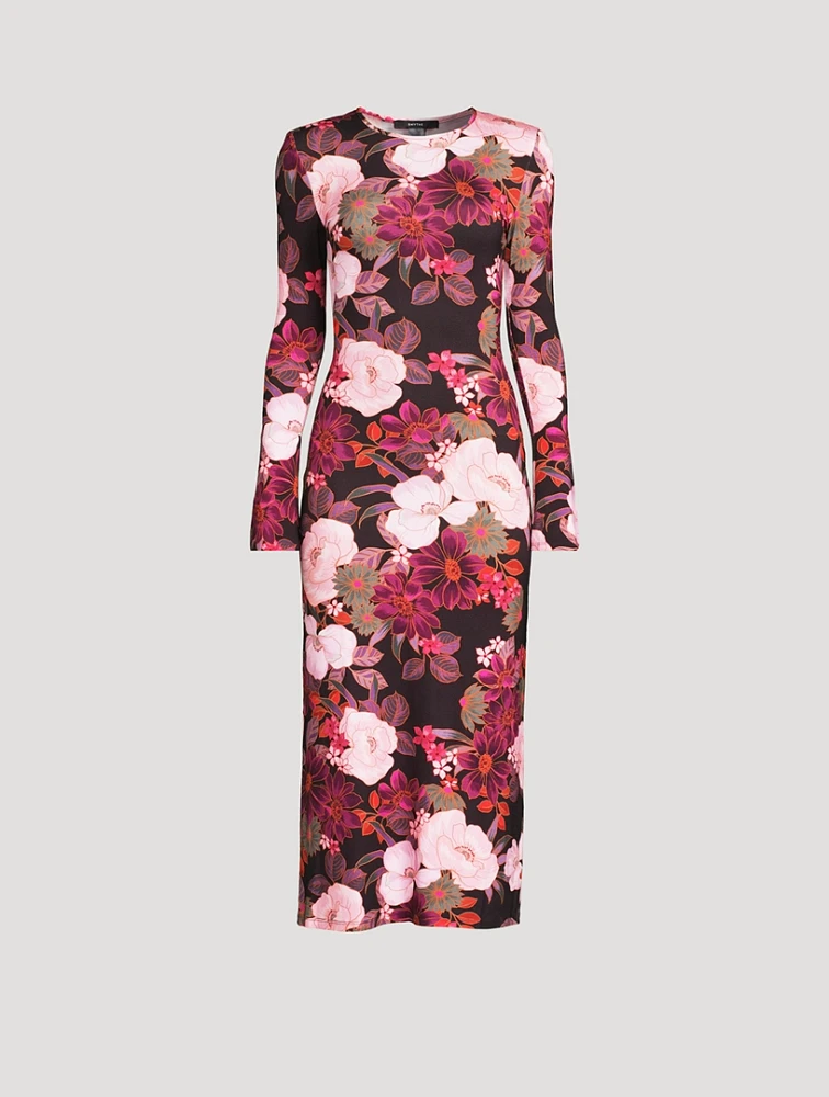 Jersey Midi Dress Floral Print