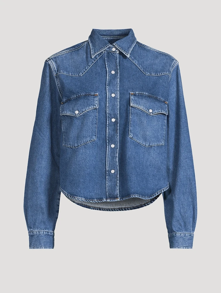 Cropped Denim Western Shirt