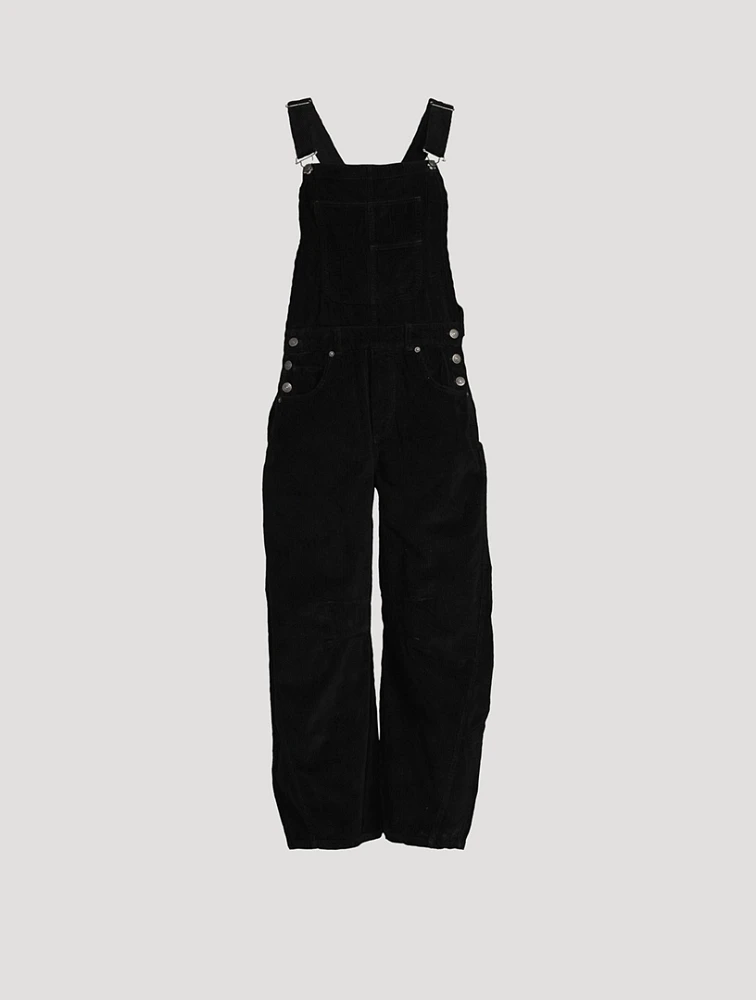 Good Luck Barrel-Leg Corduroy Overalls