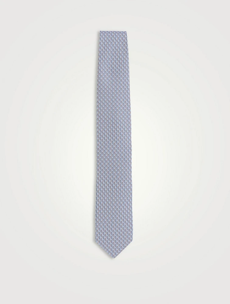 Silk Tie In Motif Print