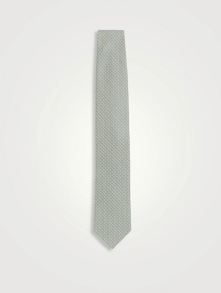 Silk Tie In Geometric Print