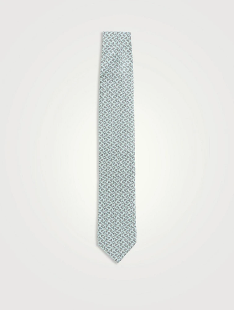 Silk Tie In Geometric Print