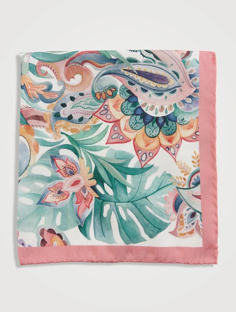 Silk Pocket Square In Floral Print