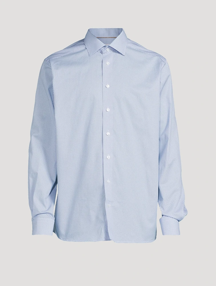 Contemporary-Fit Twill Shirt Micro Print