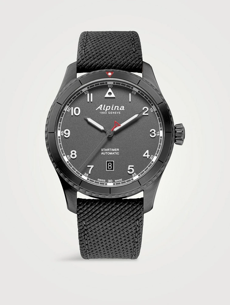 Startimer Pilot Automatic Stainless Steel Rubber Strap Watch
