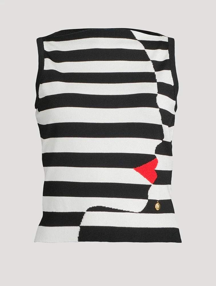 Face Jacquard Sleeveless Sweater