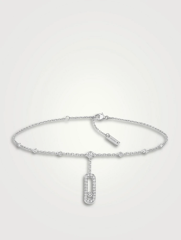Move Uno White Gold Ankle Bracelet Bracelet With Pavé Diamonds