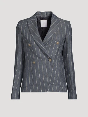 Double-Breasted Blazer Stripe Print