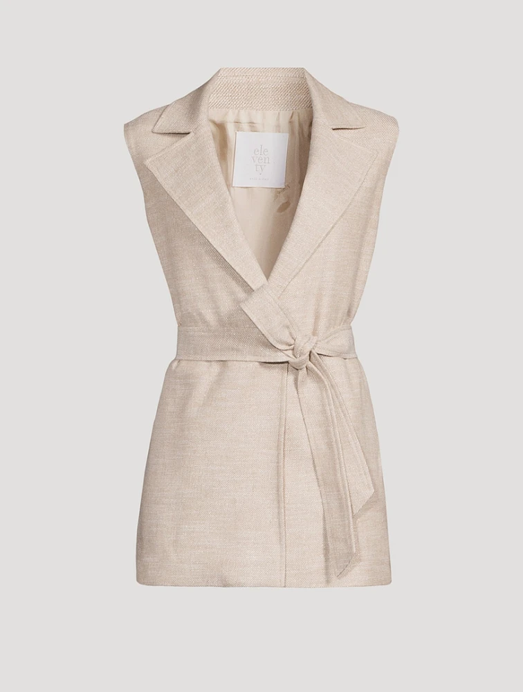 Belted Sleeveless Jacket