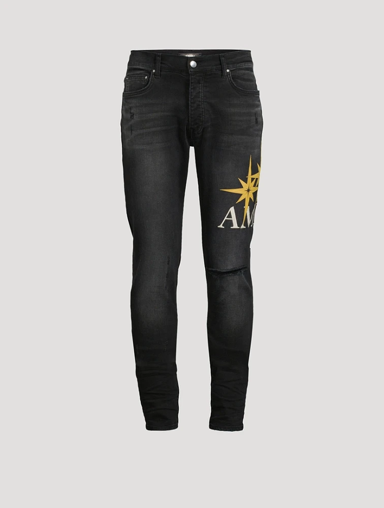 Starburst Appliqué Skinny Jeans