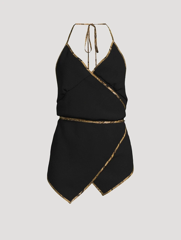 Cisse Wrap-Front Halter Top