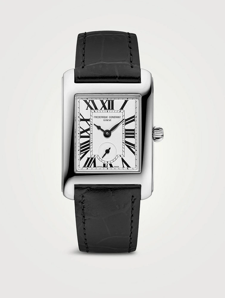 Classics Carrée Stainless Steel Croc-Embossed Leather Strap Watch