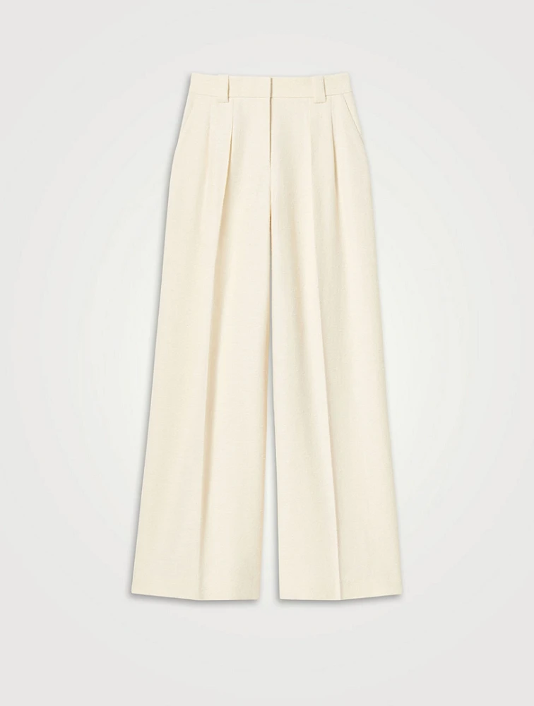 Bouclé Weave Wide-Leg Trousers