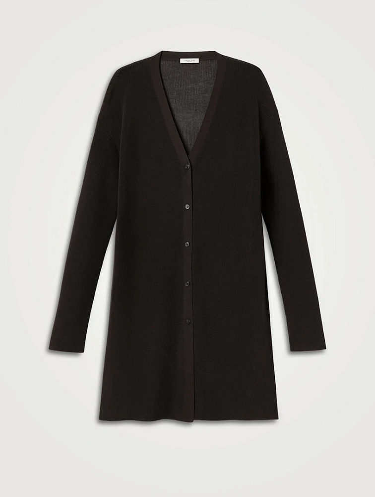 Mercerized Cotton Ribbed Cardigan