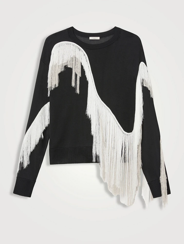 Metropolitan Shine Embroidered Fringe Sweater