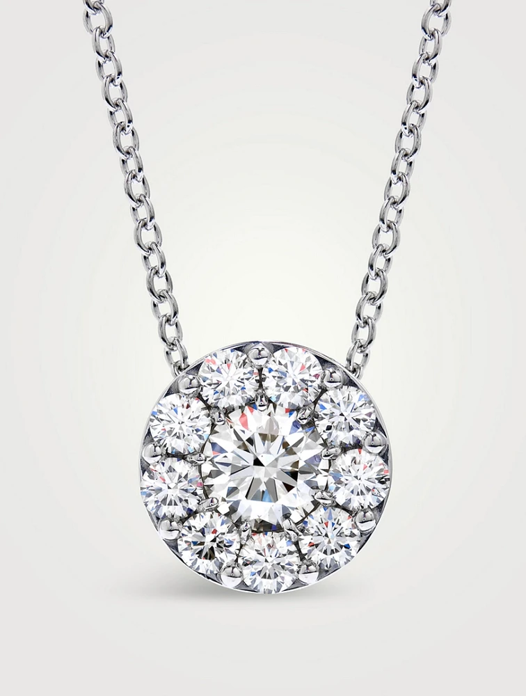 Fulfillment 18K White Gold Round Pendant Necklace With Diamonds