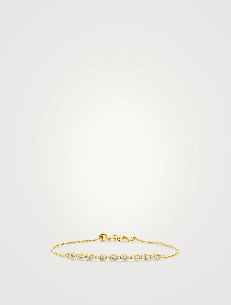 Aerial 18K Gold Dewdrop Bracelet With Diamonds