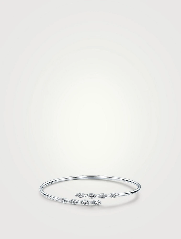 Aerial 18K White Gold Marquise Flexi Bangle Bracelet With Diamonds