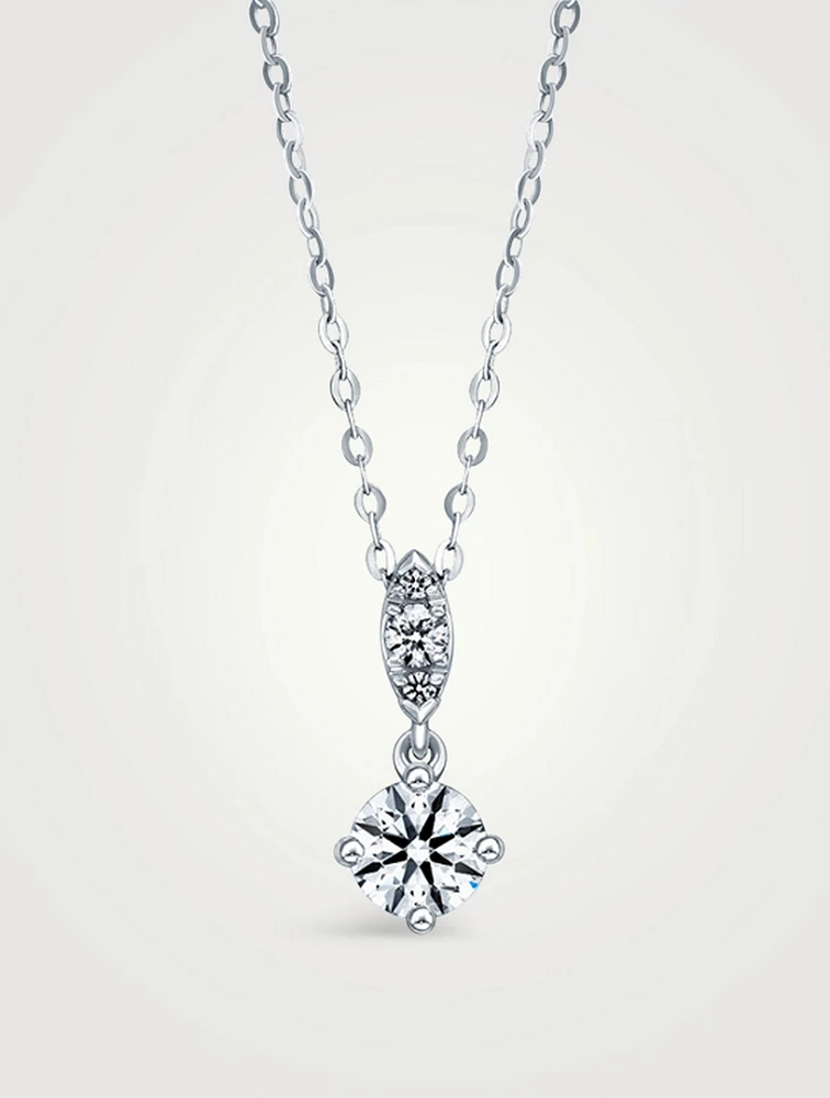 Aerial 18K White Gold Petite Drop Pendant Necklace With Diamonds