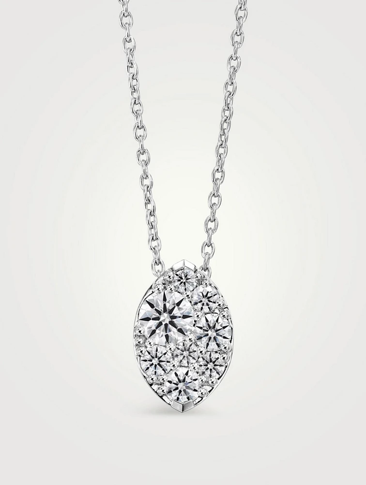 Tessa 18K White Gold Diamond Navette Pendant Necklace