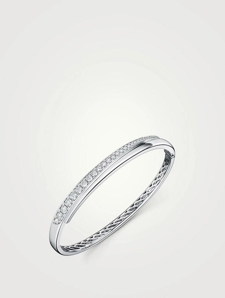 VELA 18K White Gold Crossover Bangle Bracelet With Diamonds
