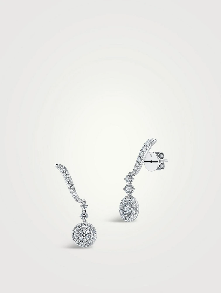 VELA 18K White Gold Drop Earrings With Diamonds