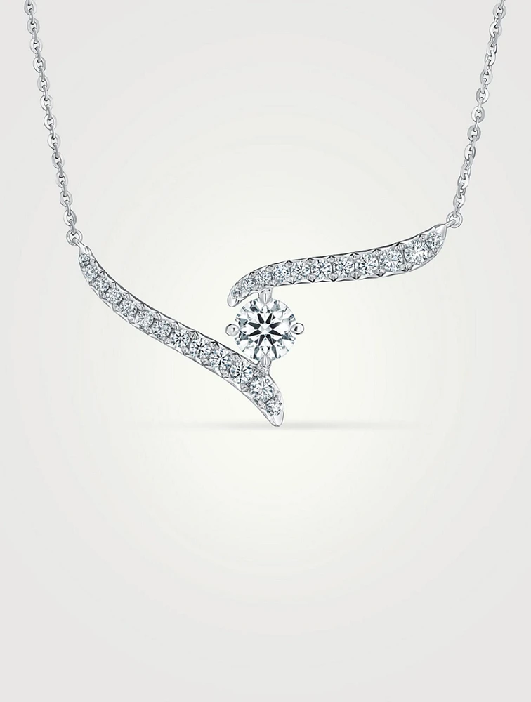 VELA 18K White Gold Crossover Pendant Necklace With Diamonds