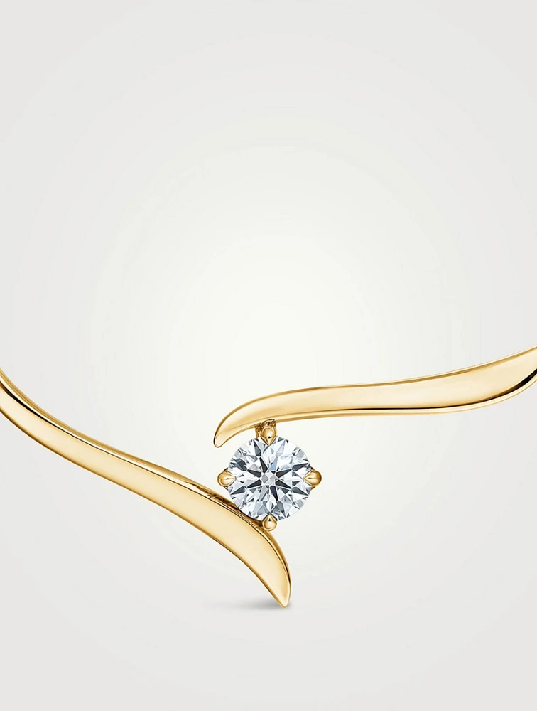 VELA 18K Gold Solitaire Crossover Pendant Necklace With Diamonds