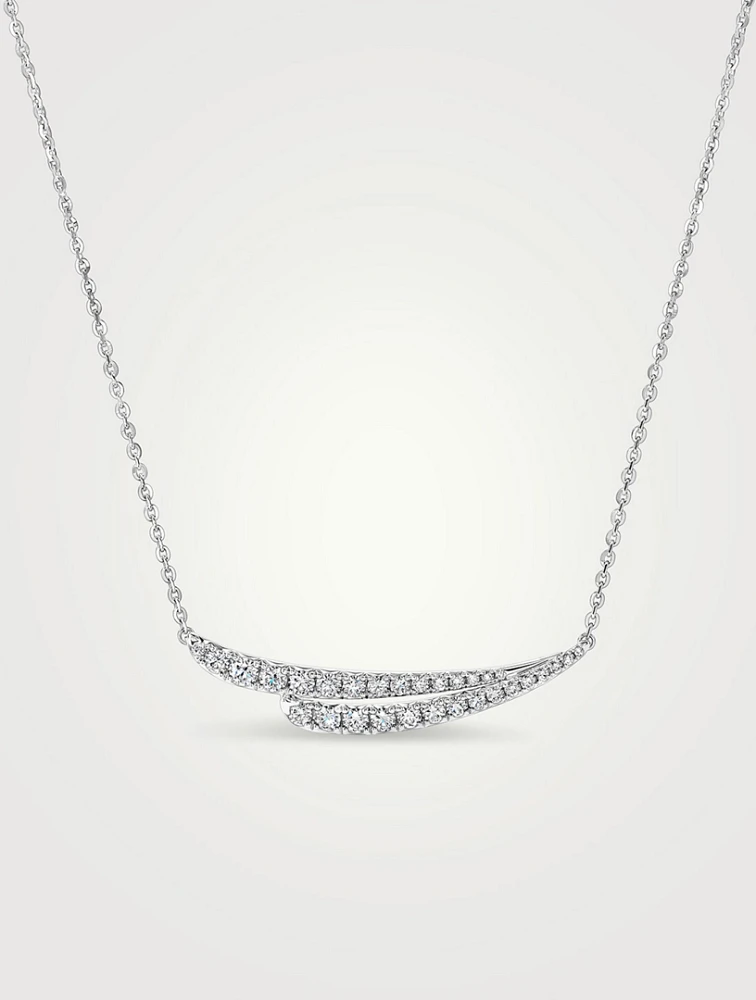VELA 18K White Gold French Cut Pavé Diamond Pendant Necklace