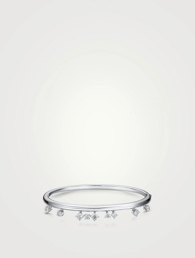 Barre 18K White Gold Floating Diamond Bangle Bracelet