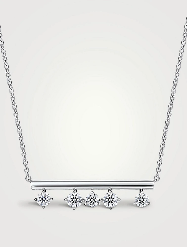 Barre 18K White Gold Floating Diamond Pendant Necklace
