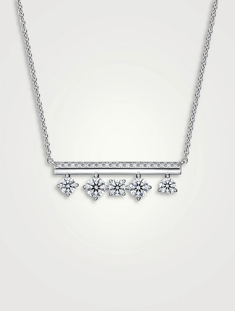 Barre 18K White Gold Floating Diamond Pavé Pendant Necklace