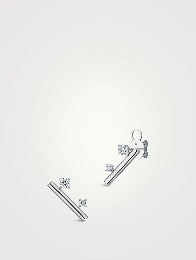 Barre 18K White Gold Floating Diamond Climber Earrings