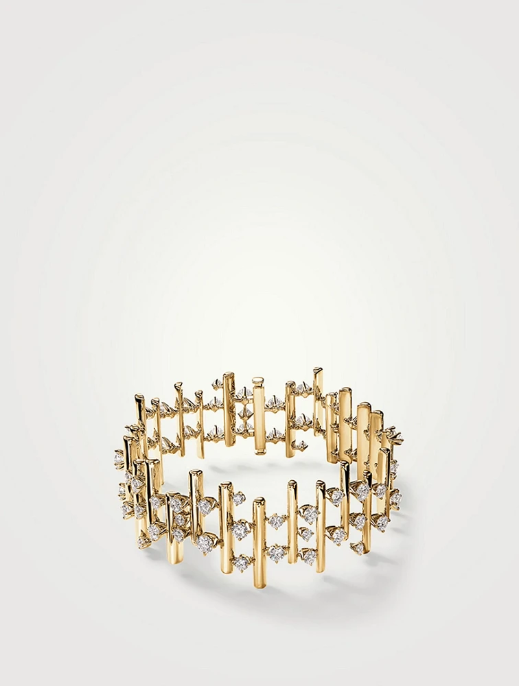 Barre 18K Gold Multi-Row Small Bracelet With Diamonds