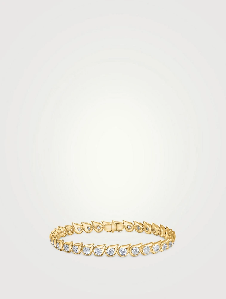 LU 18K Gold Droplet Bracelet With Diamonds